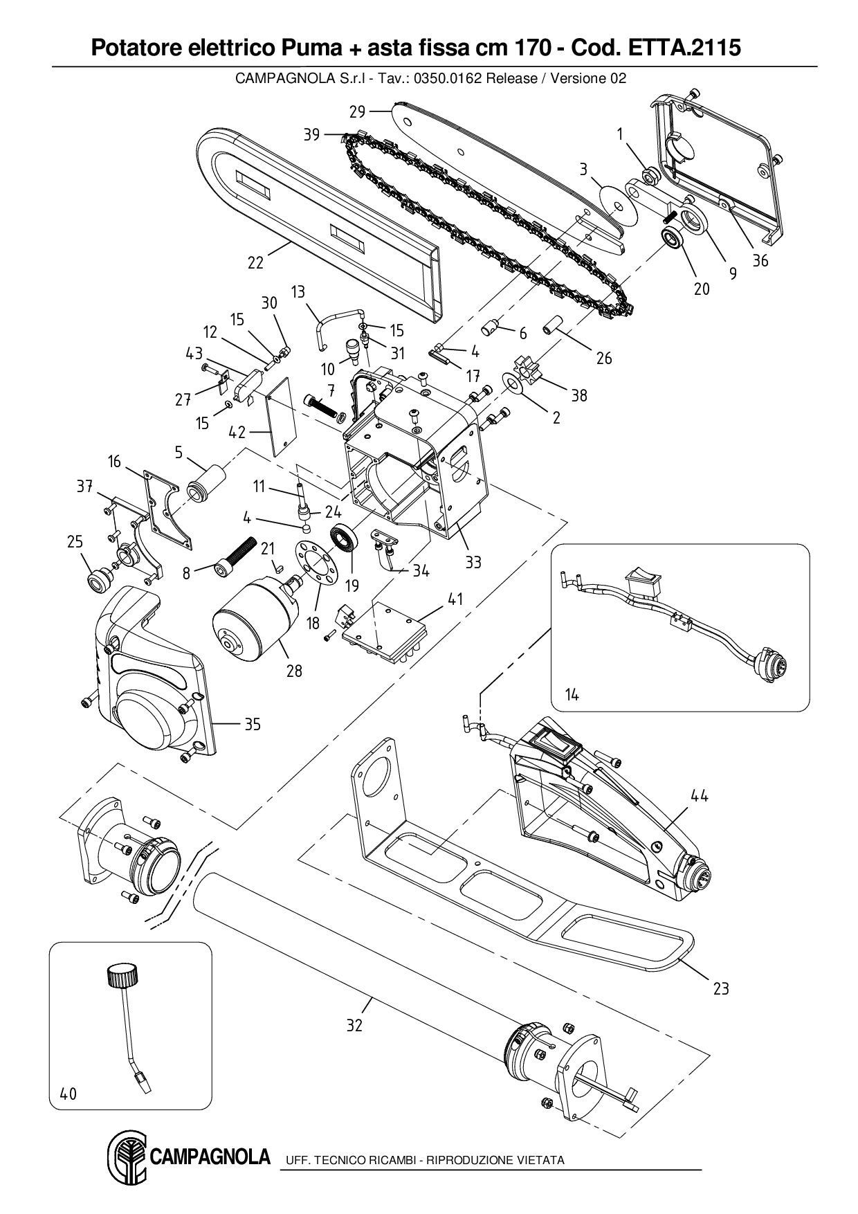 ETTA.2115_Potatore elettrico Puma con asta fissa cm 170